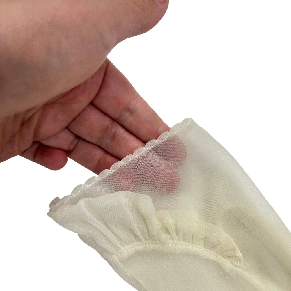 Coquette Sheer Ruffle Wrist Gloves S Cream Regencycore Vintage Glamour Tea Party